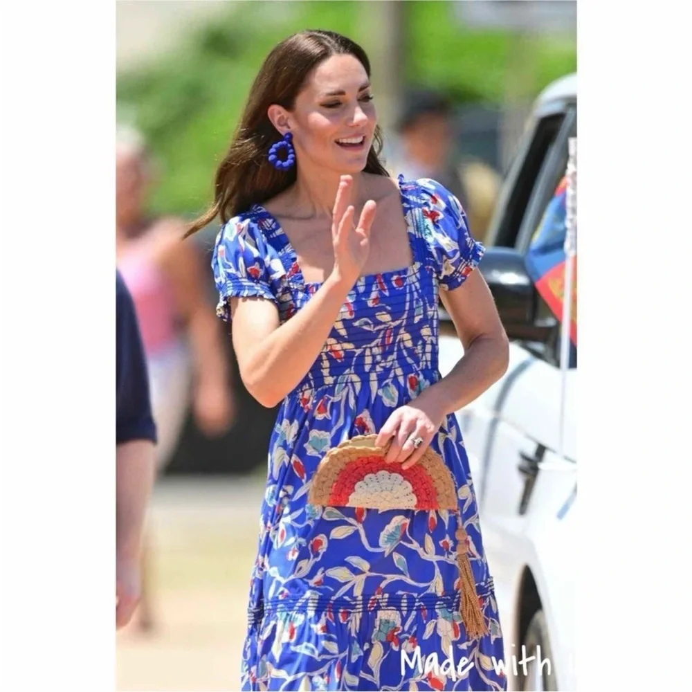 Tory Burch Blue Smocked Midi Dress - Collectors Item!